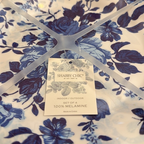 5pc SHABBY CHIC Blue and White Floral Serving Tray/Salad Plates -Scalloped Edges - Picture 4 of 9